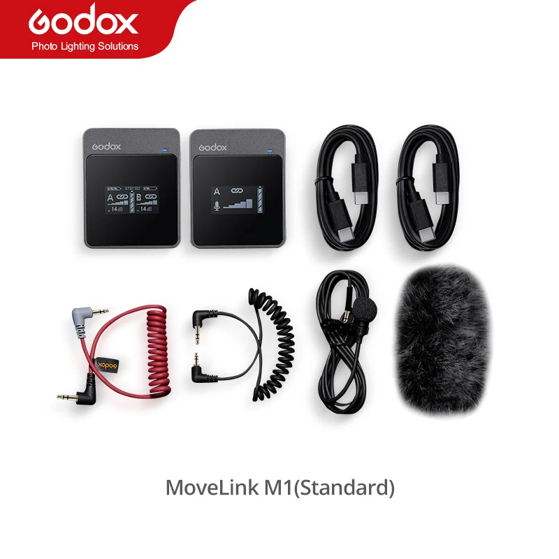 Godox MoveLink M1 M2 2.4GHz Wireless Lavalier Microphone for DSLR Cameras Camcorders Smartphones, and Tablets for YouTube 