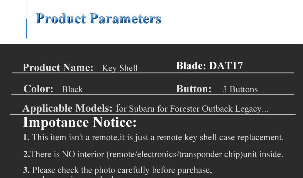 Keyforkess 10 pz/lotto chiave a distanza dell'automobile Shell 3 pulsanti per Subaru Forester Outback Legacy 2008- 2014 sostituzione caso portachiavi - Hf80d09fc787d4a4dab4f3c6f4b18f68aW