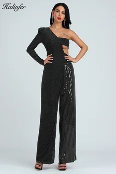 

Casual Jumpsuit 2019 Summer Single Shoulder Slope Hollow How Bodycon Stretch Bandage Jumpsuit High Quality Plait Women Jumpsuits