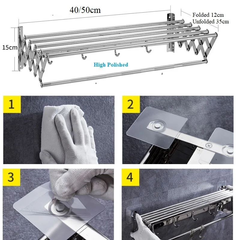 Stendibiancheria a scomparsa per montaggio a parete stendibiancheria  espandibile per bagno lavanderia appesi indumenti utilità balcone