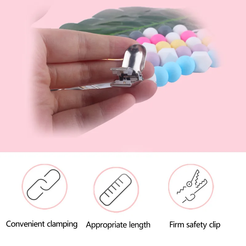 1pc Silicone Pacifier Chain Round Beads Baby Teether Toys Mixcolor Teething Chain Baby's Goods