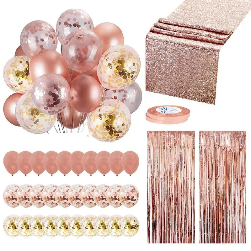 Rose Gold Розовое золото гелиевые воздушные шары конфетти Набор Хром баллон день рождения деко вечерние свадебные украшения свадьба юбилей глобалы металлик - Цвет: Rose Gold