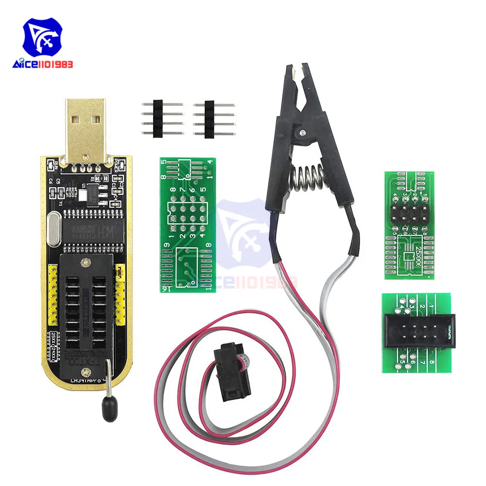 SOIC8 SOP8 IC тестовый зажим для EEPROM 93CXX/25CXX/24CXX с CH341A 24 25 серии EEPROM Flash биос USB программист модуль