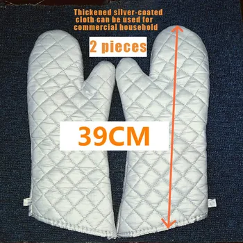 

1pair Oven Mitts Kitchen Oven Gloves High Heat Resistant Long Oven Mitts Anti-scalding Silver Cloth Gloves XH8Z