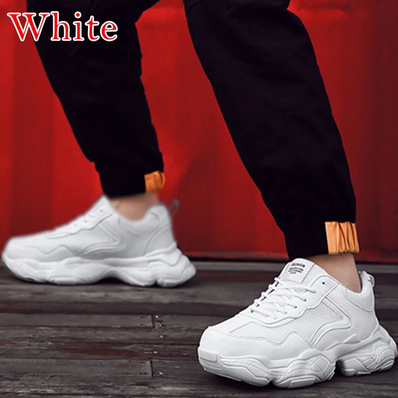 White SHUJIN дышащие мужские осенние кроссовки сетчатые воздухопроницаемые кроссовки мужские Противоскользящие прогулочные туфли легкий вес белый красный черный - Цвет: White