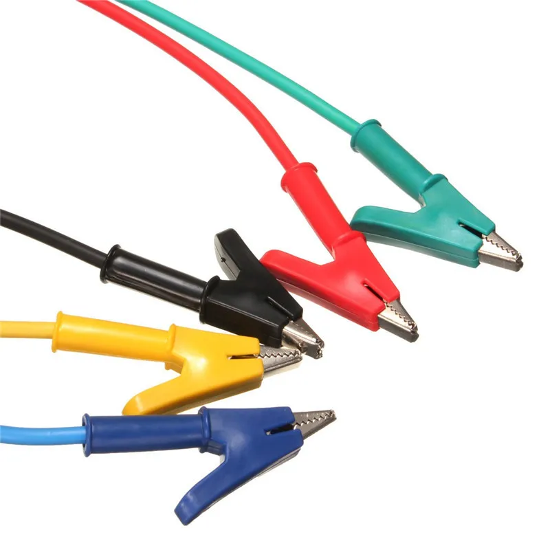 Alligator Clips Test Probes 5Pcs 1M 4mm Silicone
