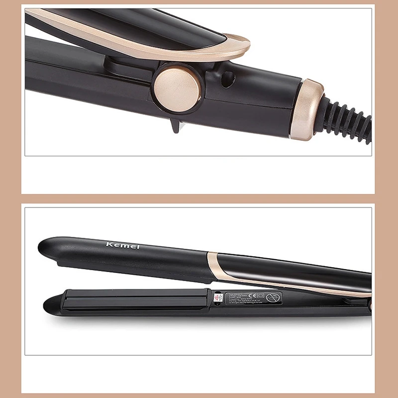 ABRA-Kemei KM-2219 Ceramic Hair Straightening Iron Flat Curling Hair Straightener Electric Irons Thermostatic Coating Styling To
