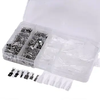 

270pcs Male Female Spade Connector Wire Crimp Terminal Block with Insulating Sleeve Assortment Kit 2.8mm 4.8mm 6.m