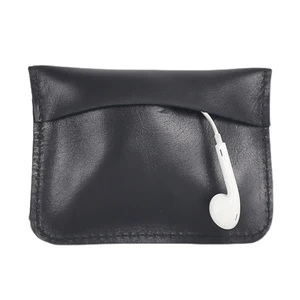 Headphone Storage Bag First Layer Cow Leather Top End Organizer Small Coin Purses Casual Mini Coin Pouch Unisex