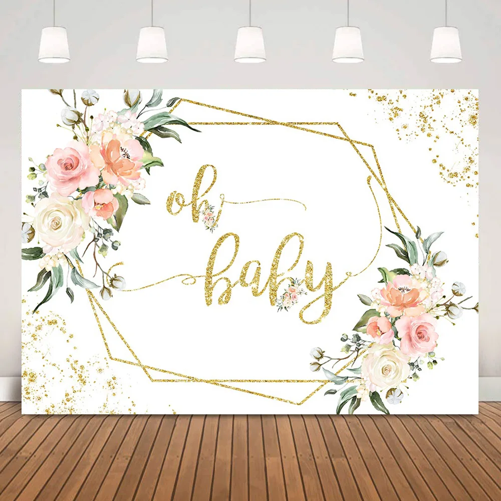 С цветочным принтом с надписью Oh Baby фон изображением розовых цветов