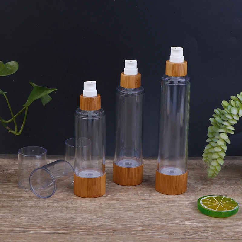Eco-friendly Bamboo 20ml 30ml 50ml 80ml 100ml 120ml Empty Airless Vacuum Pump Bottles For Makeup Cream Serum Lotion Skin Care | Красота и