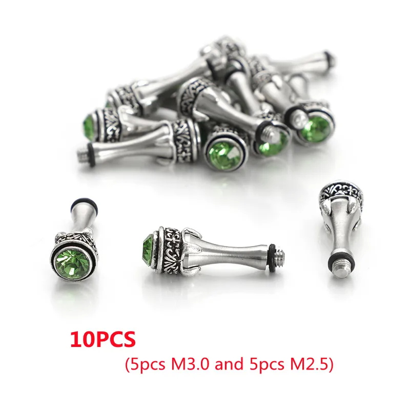 하이엔드 보석 지르콘 실버 탈착식 손가락 받침대 가위, M 3.0, 2.5x0.5mm, 혼합 색상 크기, 이발사 사용 가위 액세서리, 10 개