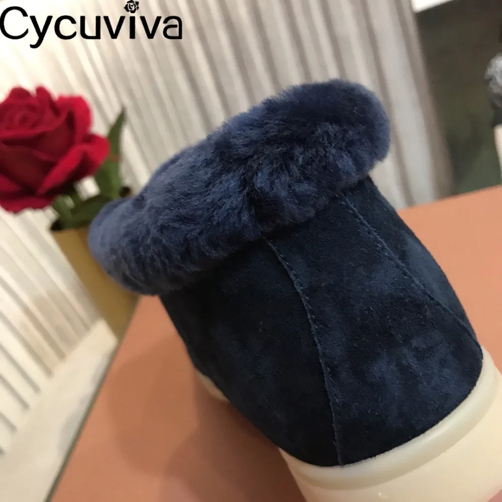 Зимние шерстяные женские зимние ботинки; нескользящая обувь на плоской платформе; выразительные женские ботинки без застежки; теплые короткие ботинки для подиума; Femme