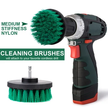 

3Pcs/Set Electric Drill Brush Kit Plastic Round Cleaning Brush For Carpet Glass Car Tires Nylon Brushes Power Scrubber Drill