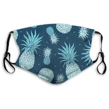 

Vintage Pineapple Printed Dust Mouth Mask With Replaceable Filter, Reusable Breathable Mask For Women And Men
