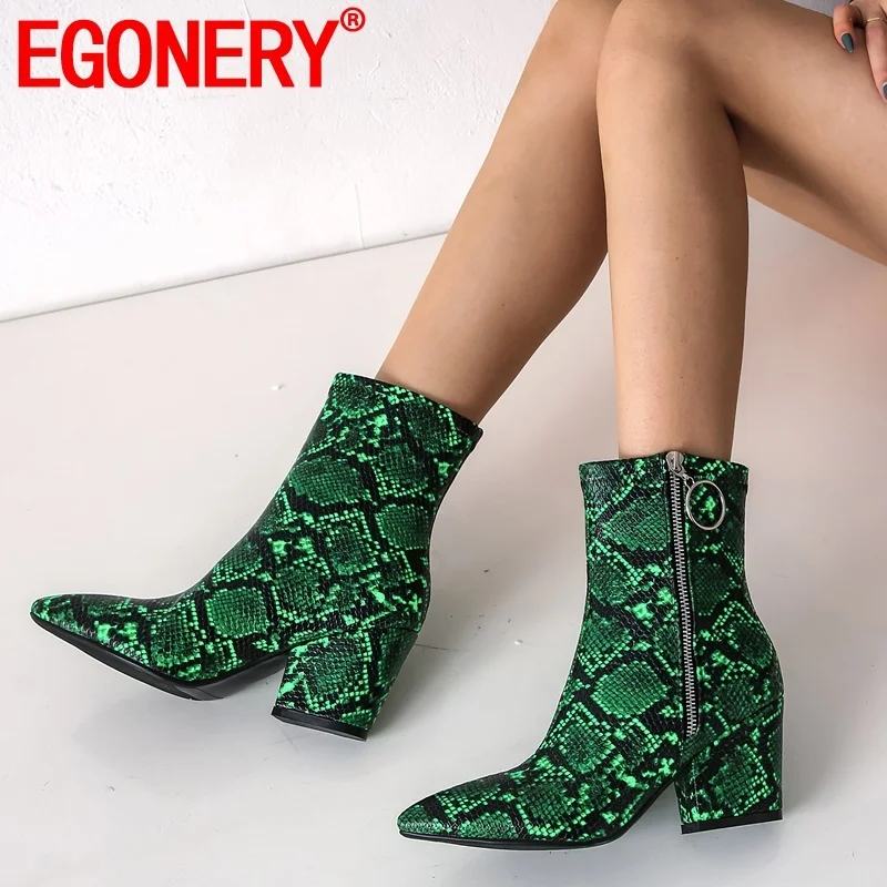 

EGONERY plus size ankle boots 2019 winter warm newest fashion sexy pointed toe high heels zip office women shoes drop shipping