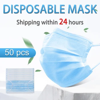 

10/20/50 PCS Disposable Face Mask IN STOCK Profession one time anti dust Mask 3-Layer Non-woven Elastic Mouth Soft Breathable
