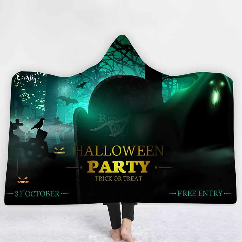 Праздничная Тыква с надписью Happy Halloween одеяло с капюшоном бархатные двойные Слои для дивана, из микрофибры Одеяло мягкие пледы Одеяло верхняя детская одежда - Цвет: COLOR 14