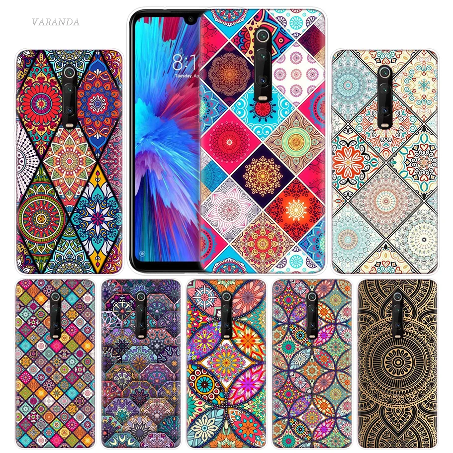 

Flowers Mandala Case for Xiaomi Redmi 8A K20 Note 7 8 Pro 8T 6 6A 7A Mi CC9 10 9T 9 A3 Lite F1 A2 TPU Phone Coque Tampa