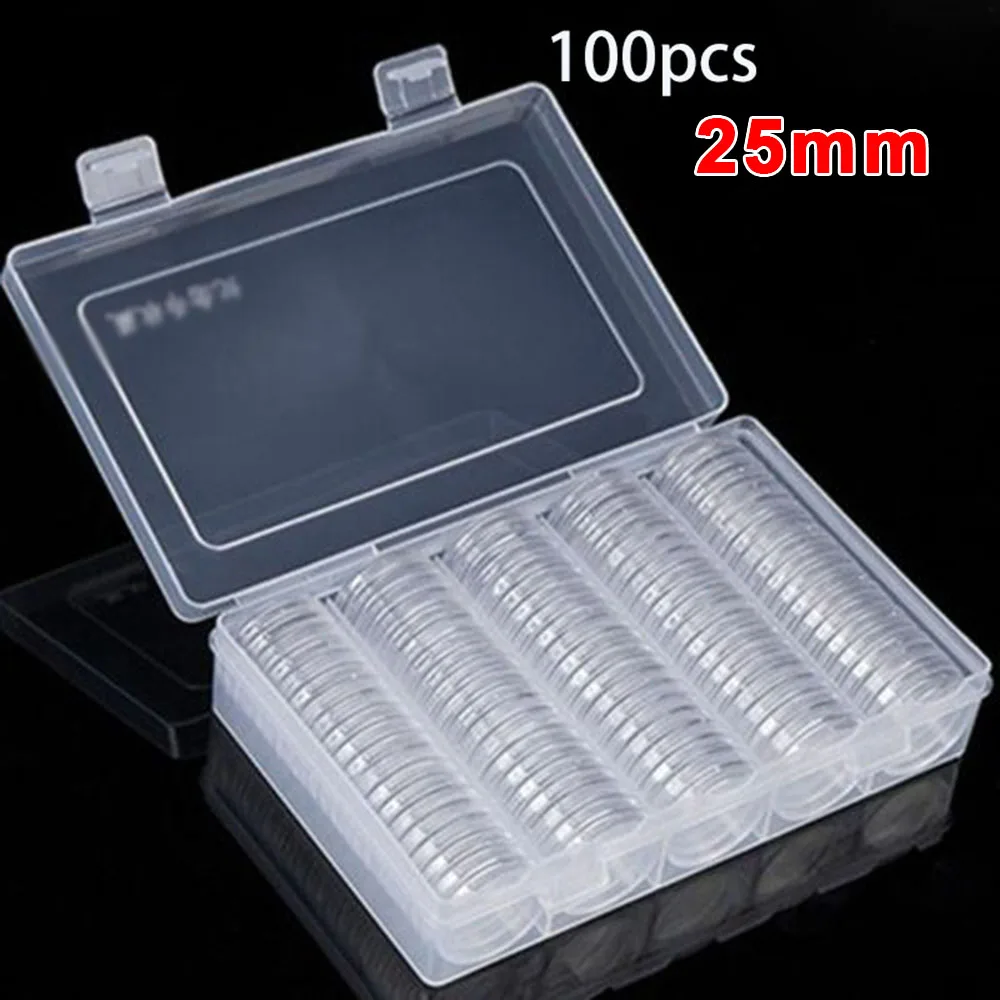 200pcs 20mm Round Plastic Box Coin Holder Capsules Container Coin Protector