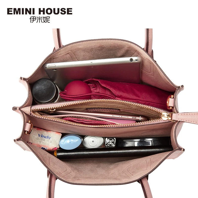 EMINI HOUSE сумка-тоут из спилка, роскошные сумки, женские сумки, дизайнерские женские кожаные сумки, сумка через плечо, сумки-мессенджеры