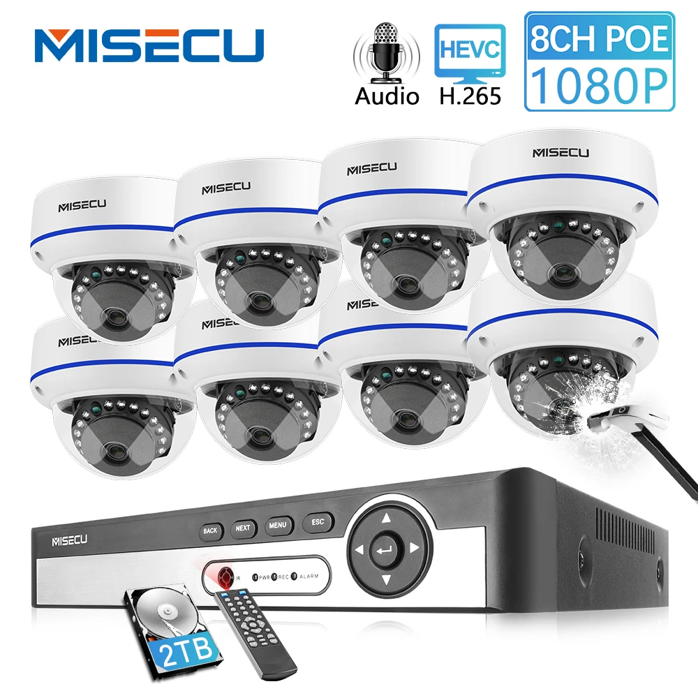 MISECU 8CH 1080P POE NVR Kit Security Camera CCTV System Indoor Audio Record Sound IP Dome Camera P - 32833170290  MISECU 8CH 1080P POE NVR Kit Security Camera CCTV System Indoor Audio Record Sound IP Dome Camera P - 32833170290