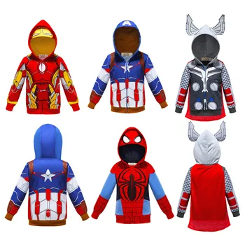

Spiderman Children Boys Sport Hoody Jacket Coat Baby Kids Avengers Hero Sweatershirt T Shirt Hooded Cartoon Outerwear Clothing