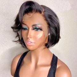 Short Bob Wig Pixie Cut Wig Straight Human Hair Wigs Cheap T Part Transparent Lace Side Part Wig For Women Pre Plucked Hairline