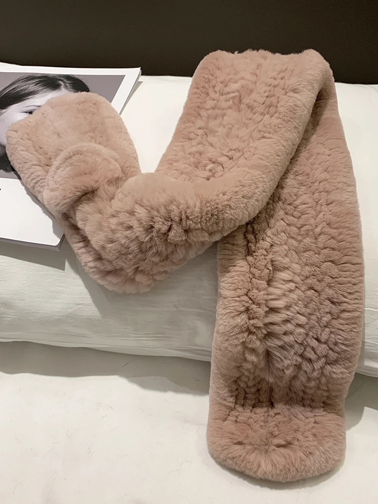 

Шарф женский, зимний, теплый, мягкий, уютный, пушистый, настоящий мех кролика