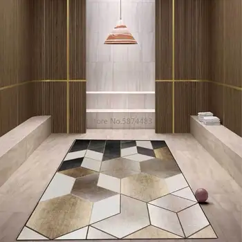 

Fashion Modern Geometric Diamond Brown Black Living Room Bedroom Bedside Carpet Floor Mats Custom
