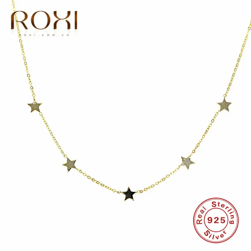 ROXI, 925 пробы, серебряная звезда, очаровательные чокеры, ожерелье s для женщин, чокер, ожерелье, модное ювелирное изделие, бохо, крошечная звезда, ожерелье с кулоном