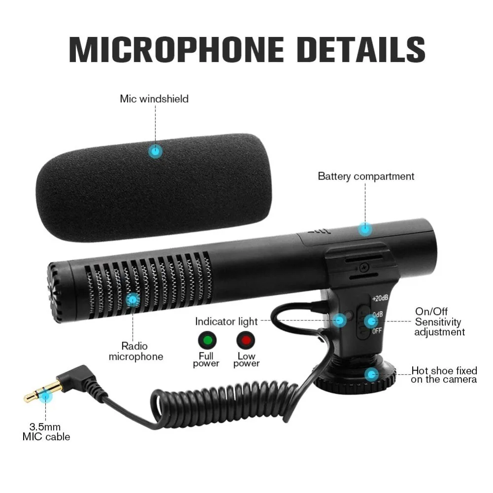 MIC-02/MIC-03/MIC-05/MIC-06/MIC-07 3,5 мм мобильного телефона/Камера микрофон видео Запись суперкардиоидный указывая стерео микрофон