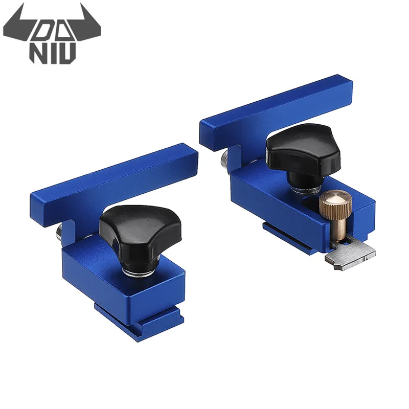 

DANIU 30/45 Blue Aluminum Alloy Miter Track Stop T-tracks Aluminum Slot Miter Track Jig Fixture Woodworking DIY Tool