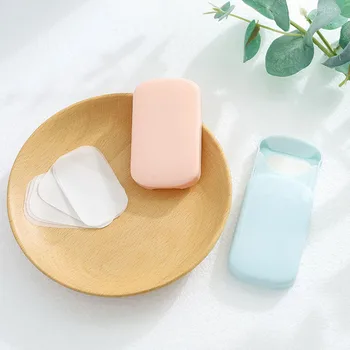 

20pcs Disposable Mini Soap Papers Travel Washing Hand Bath Clean Scented Slice Disposable Box Soap Portable Mini Paper Soap