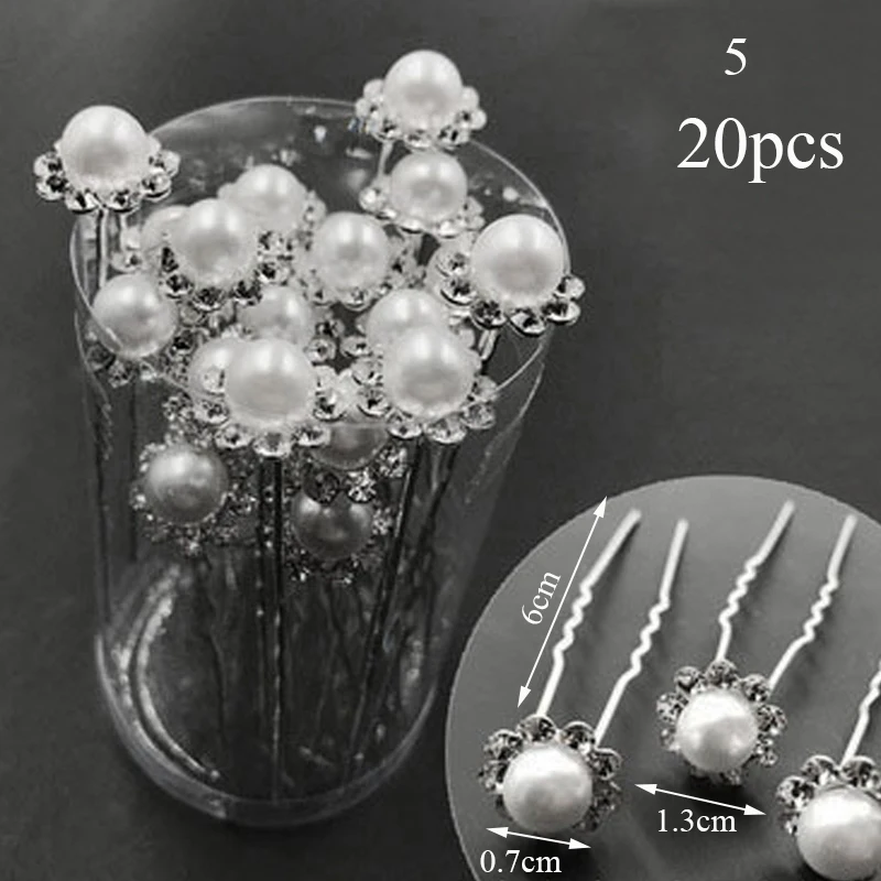 hair clips for women 20pcs Women Flower Hairpin Stick Wedding Bridal Crystal Pearl Hairpin U Shaped Hair Clip Barrettes Hair Accessories Wholesale bow hair clip