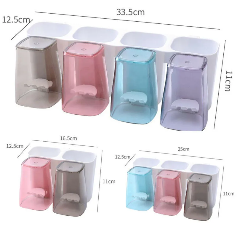 Toothpaste Toothbrush Holder Bathroom Wall Mount Stand Storage Organizer Rack