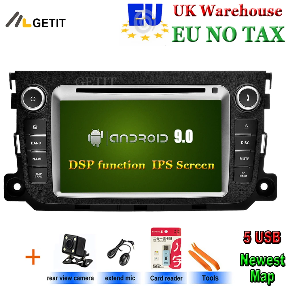 Android 9,0 автомобильный dvd-плеер для Mercedes/Benz Smart Fortwo 2011- с gps Радио BT WiFi