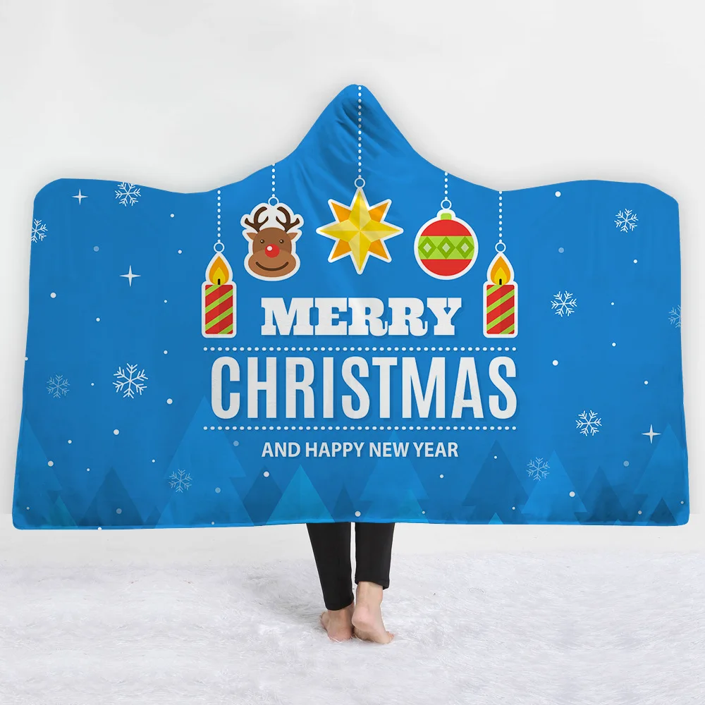 3D одеяло Снеговик рождественское одеяло с капюшоном 3D печать домашнее взрослое детское переносное одеяло с капюшоном - Цвет: style7