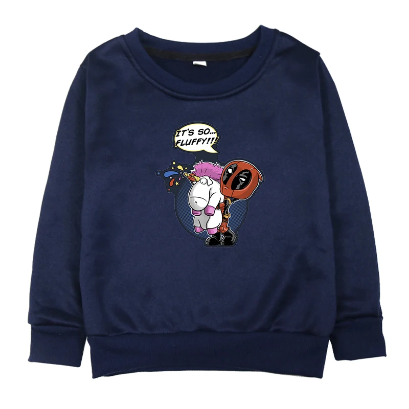 Boys Sweatshirts Girls Boys O-neck T Shirt Deadpool Unicorn Print Long Sleeve Sweatshirts Cartoon Hoodie Clothes Streetwear - Цвет: Hoodies 9