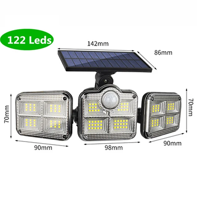 Luces Solares de 3 Cabezales con Sensor de Movimiento - A5pasos
