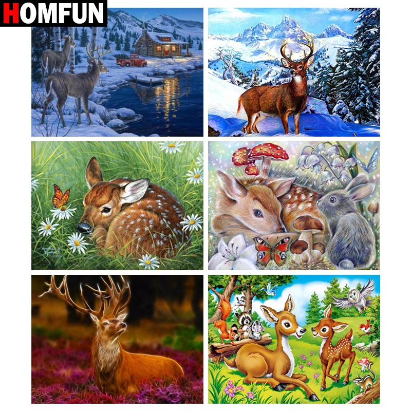 Алмазная 5D Вышивка HOMFUN животное олень полноформатная круглая/квадратная