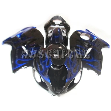 Полный обтекатель для Suzuki GSXR1300 Hayabusa 1997-2007 98 99 00 01 02 03 04 05 06 ABS Инжекционный капот черный с синим пламенем