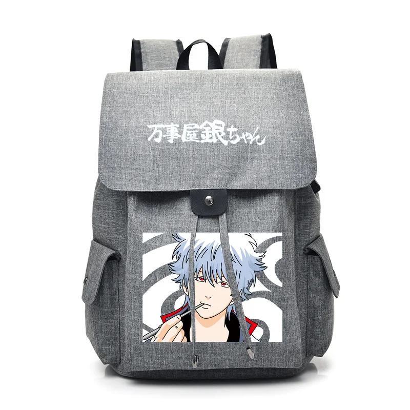 Серый Gintama аниме-рюкзак Тавель для женщин и мужчин Mochila школьный большой емкости рюкзак с usb-портом ноутбук Наплечная школьная сумка рюкзаки - Цвет: Серый