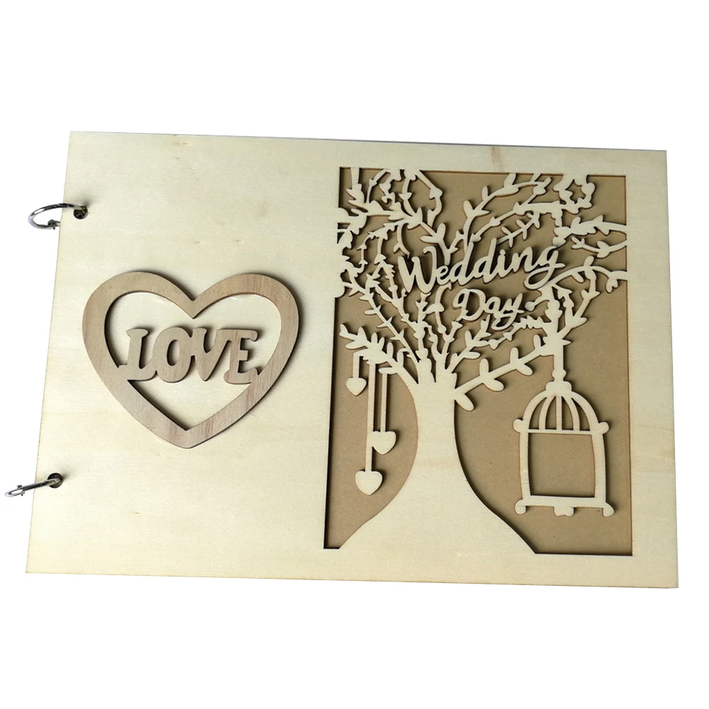 Wooden Memorable Wedding Guest Book Wreath Garden Engraved Bridal Gift Party Crafts Decoration | Дом и сад