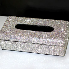 Шикарный роскошный женский чехол для автомобильных бумажных полотенец, белый чехол для дома, офиса, Стилизация, алмазная вставка, кожаная автомобильная коробка для салфеток