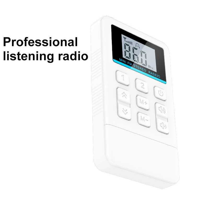 Mini FM Stereo Radio Portable Receiver 50-108MHz with LED Display Support Power off Memory Professional English Hearing Learning