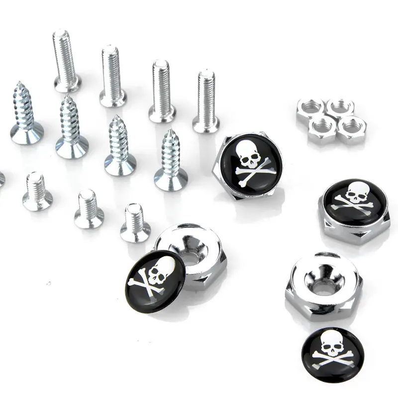 Skull3 10 Sets Auto Plate Screw Fixed License Plate Frame License Plate Frame Bolts Universal For Toyota Auris Rav4 Yaris Audi B7 Q7 A6 - Название цвета: Skull3