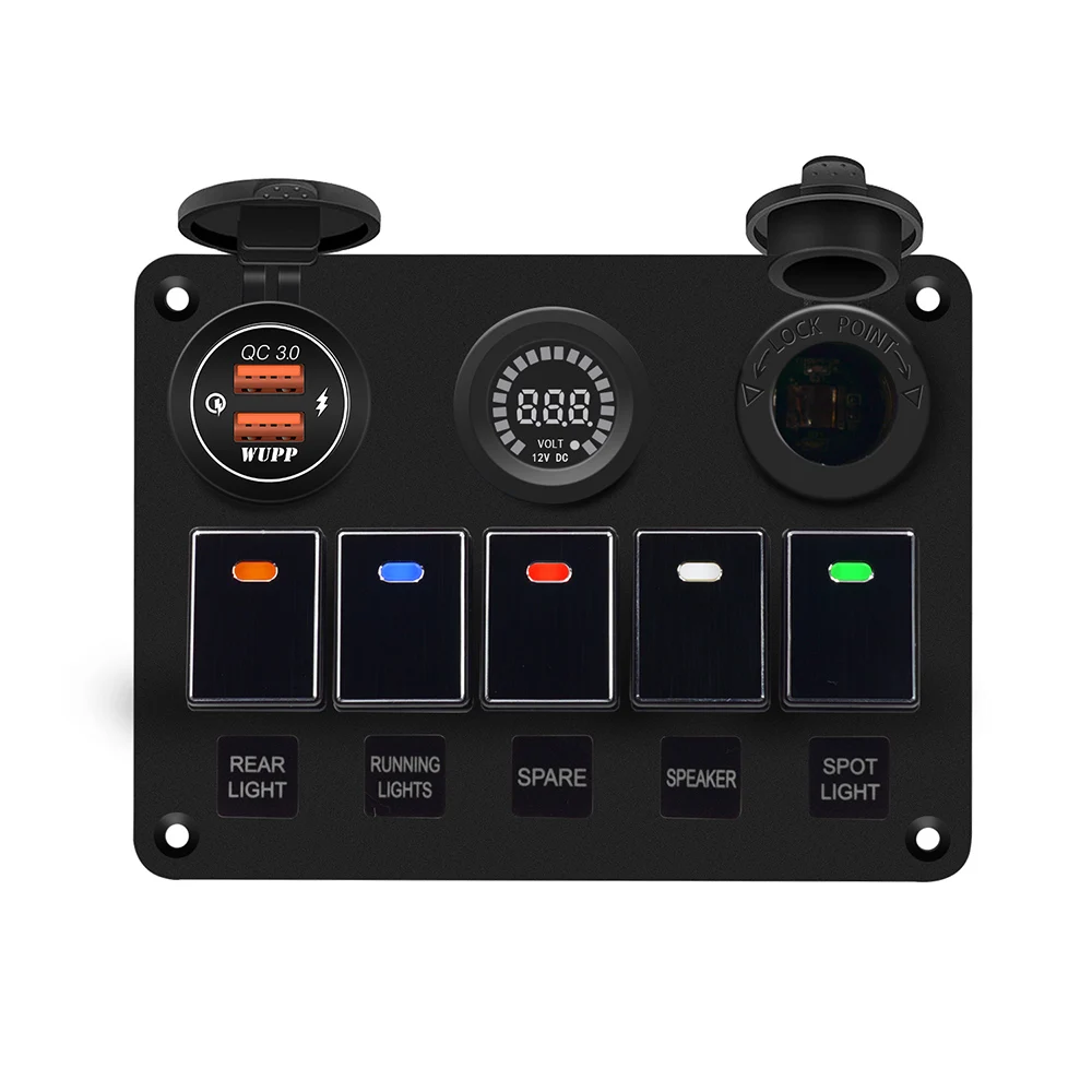 12 V-24 V QC3.0 Dual USB гнездо для автомобильного прикуривателя СВЕТОДИОДНЫЙ Вольтметр Выключатель Панель для Автомобиль Мотоцикл лодка морской