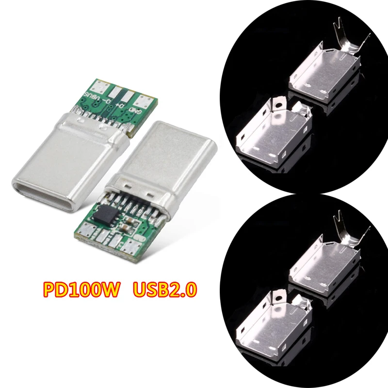 Connettori USB-C Maschio E Femmina Xiwa - Per Saldatura Fai Da Te, USB 3.1, Supporto 65W E 10 Gbps, Con PCB - Foto 2