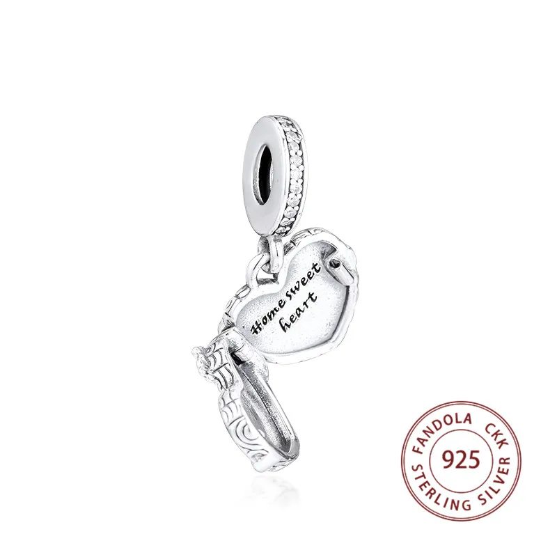 Подходит браслет в европейском стиле Argent Charm 925 пробы Серебряный дом сладкое сердце болтаются Подвески бусины для изготовления ювелирных изделий kralen
